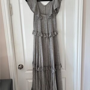 Free People Gray Ruffle Maxi Dress